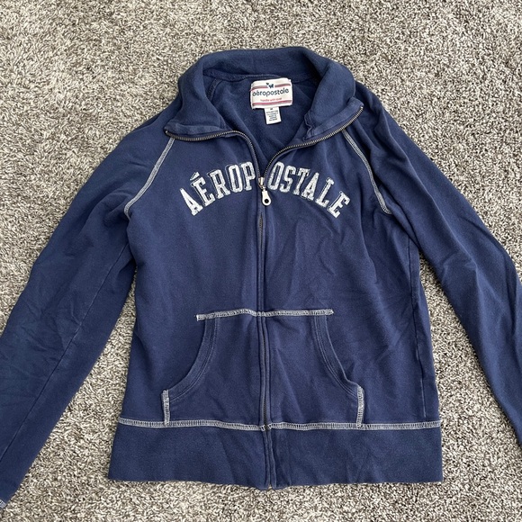 Aeropostale Tops - Aeropostale Blue Y2K Zip Up Collared Sweatshirt